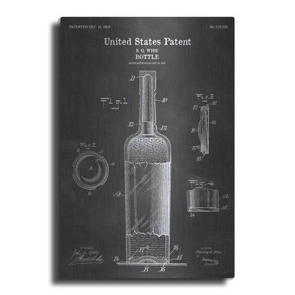Luxe Metal Art 'Bottle Blueprint Patent Chalkboard' Metal Wall Art
