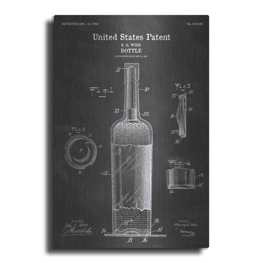 Luxe Metal Art 'Bottle Blueprint Patent Chalkboard' Metal Wall Art