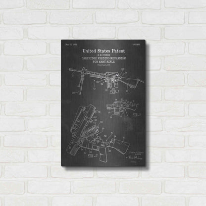 Luxe Metal Art 'Ammunition Feeder for Army Rifle Blueprint Patent Chalkboard' Metal Wall Art,16x24