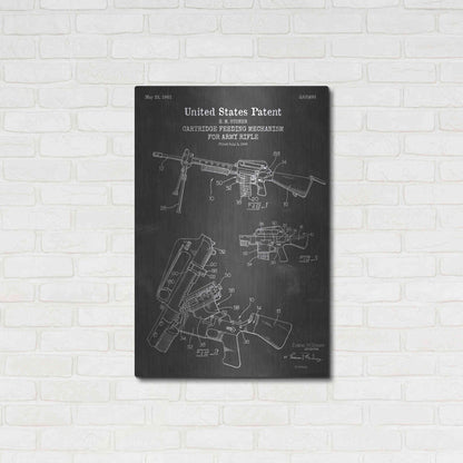 Luxe Metal Art 'Ammunition Feeder for Army Rifle Blueprint Patent Chalkboard' Metal Wall Art,24x36