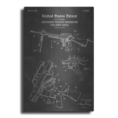 Luxe Metal Art 'Ammunition Feeder for Army Rifle Blueprint Patent Chalkboard' Metal Wall Art