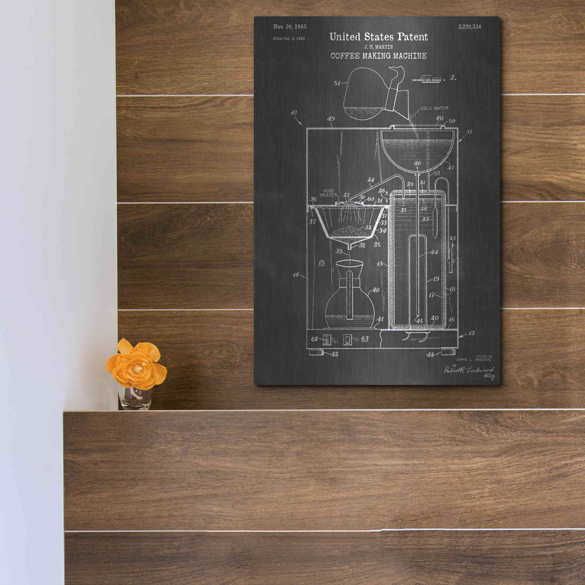 Luxe Metal Art 'Coffee Machine Blueprint Patent Chalkboard' Metal Wall Art,12x16