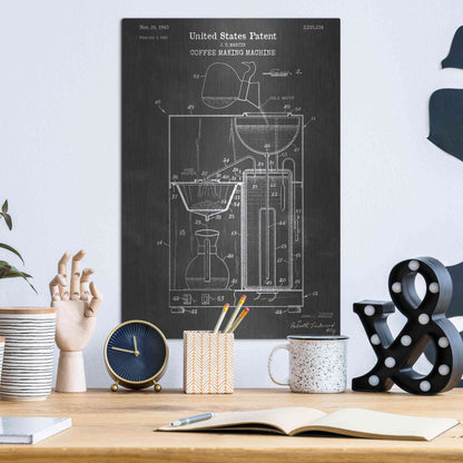 Luxe Metal Art 'Coffee Machine Blueprint Patent Chalkboard' Metal Wall Art,12x16