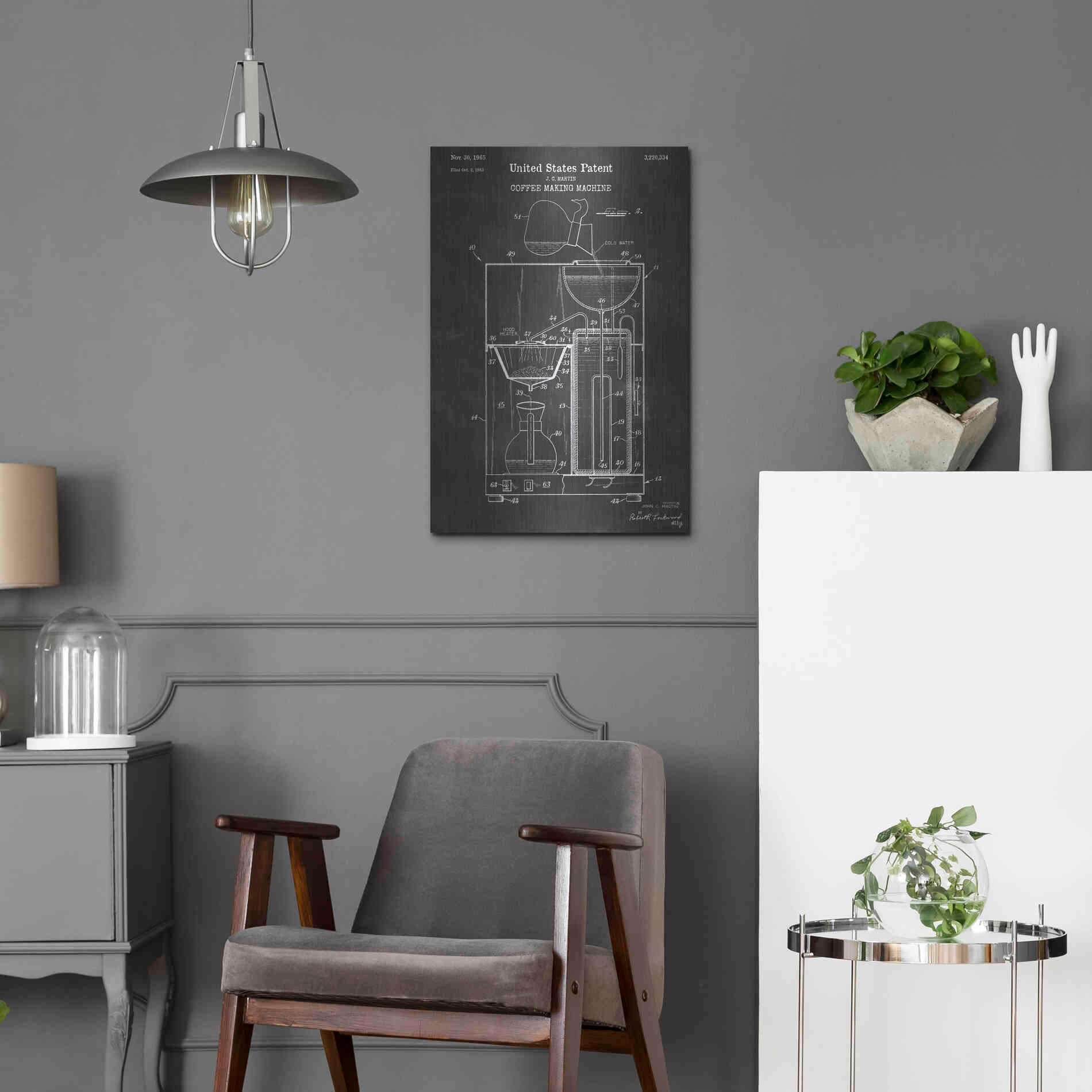Luxe Metal Art 'Coffee Machine Blueprint Patent Chalkboard' Metal Wall Art,16x24