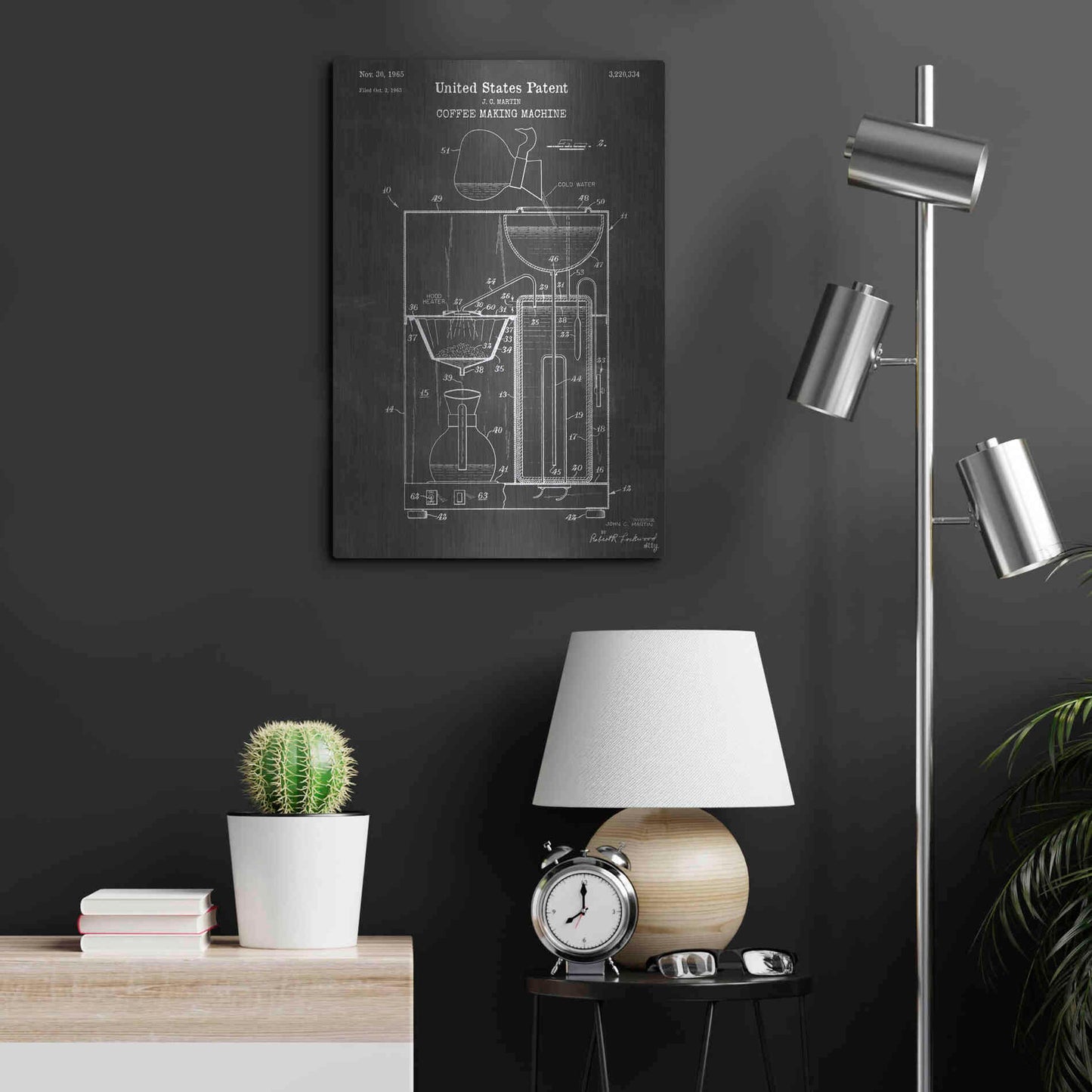 Luxe Metal Art 'Coffee Machine Blueprint Patent Chalkboard' Metal Wall Art,16x24