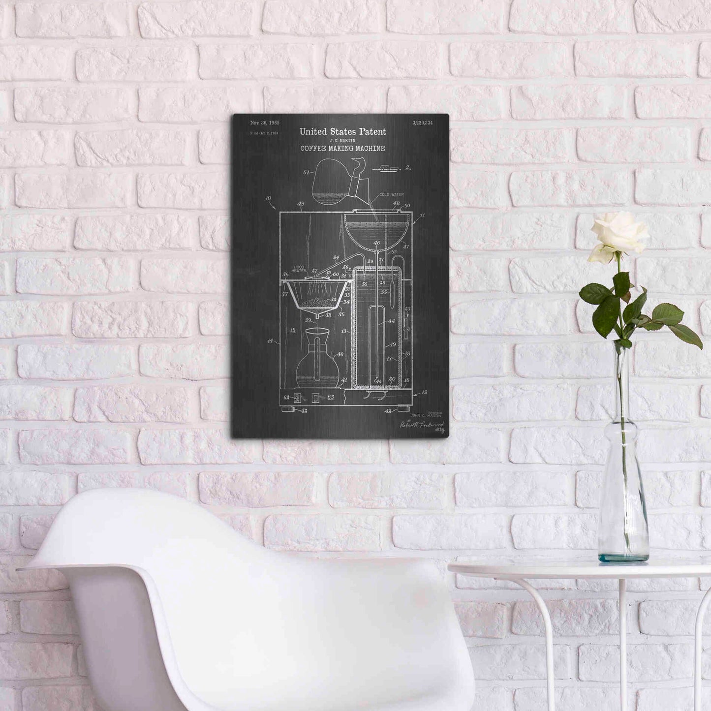 Luxe Metal Art 'Coffee Machine Blueprint Patent Chalkboard' Metal Wall Art,16x24