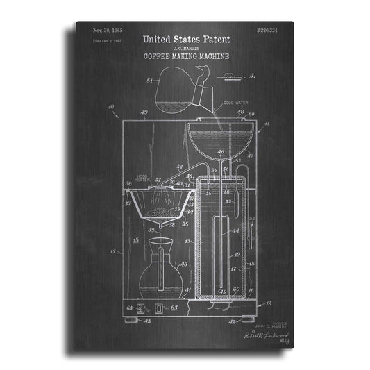 Luxe Metal Art 'Coffee Machine Blueprint Patent Chalkboard' Metal Wall Art