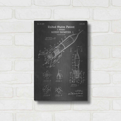 Luxe Metal Art 'Rocket Ship Blueprint Patent Chalkboard' Metal Wall Art,12x16