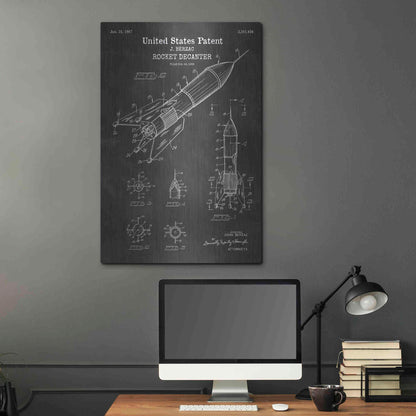 Luxe Metal Art 'Rocket Ship Blueprint Patent Chalkboard' Metal Wall Art,24x36