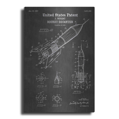 Luxe Metal Art 'Rocket Ship Blueprint Patent Chalkboard' Metal Wall Art