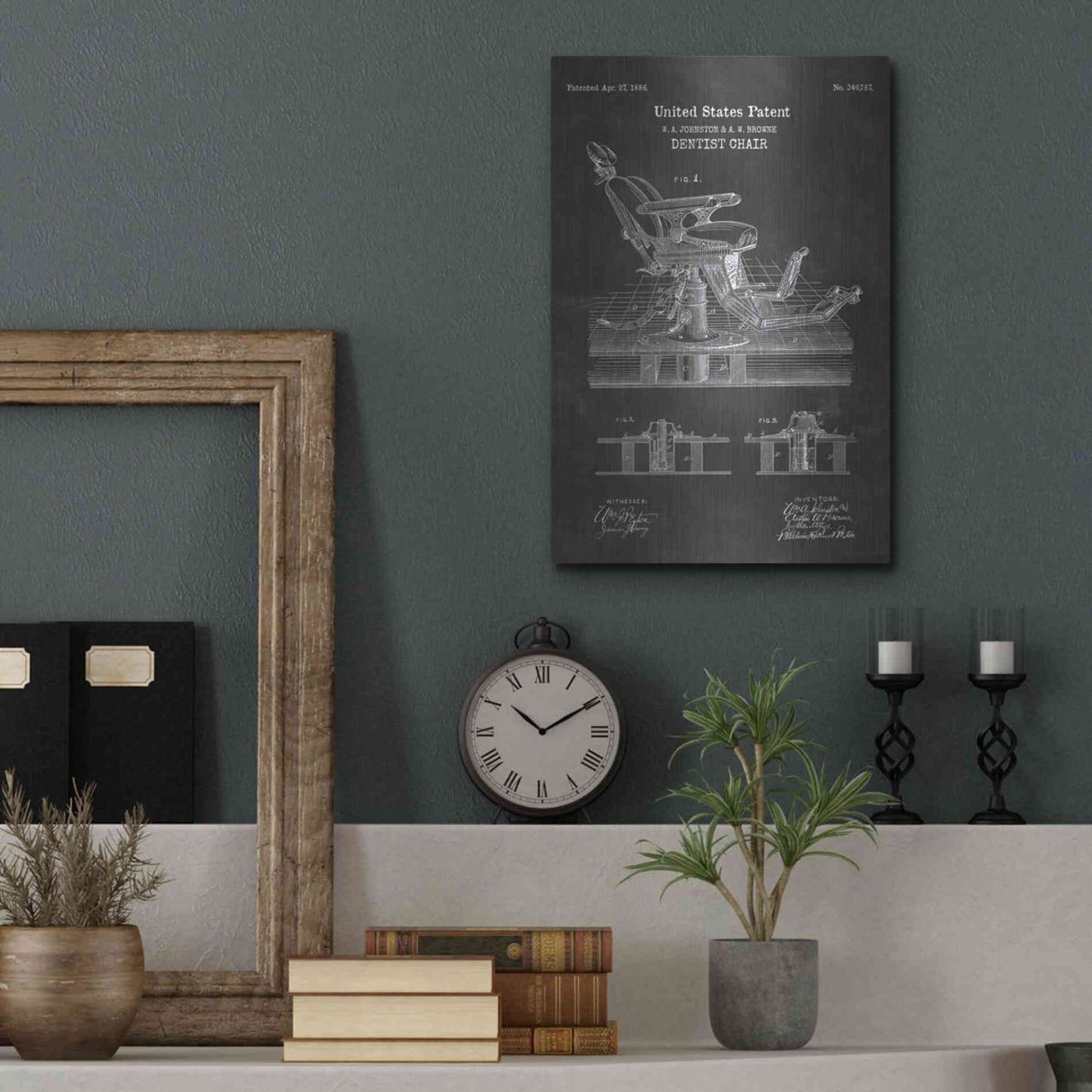 Luxe Metal Art 'Dentist Chair Blueprint Patent Chalkboard' Metal Wall Art,12x16