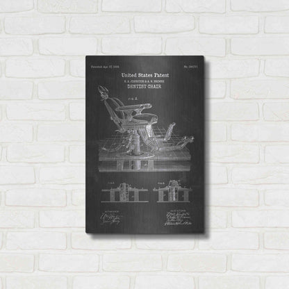 Luxe Metal Art 'Dentist Chair Blueprint Patent Chalkboard' Metal Wall Art,16x24