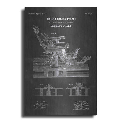 Luxe Metal Art 'Dentist Chair Blueprint Patent Chalkboard' Metal Wall Art