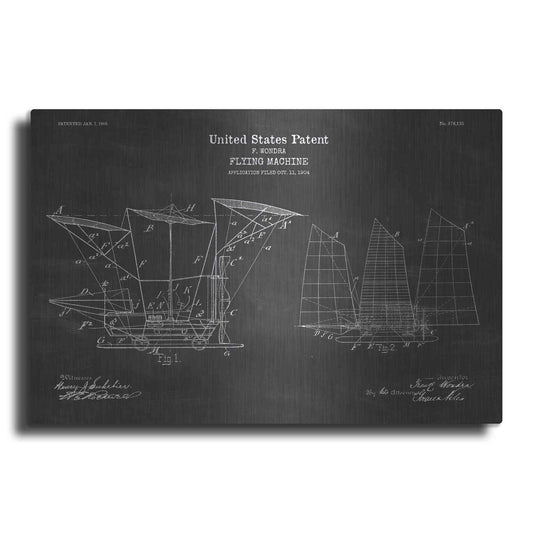 Luxe Metal Art 'Flying Machine, 1904 Blueprint Patent Chalkboard' Metal Wall Art