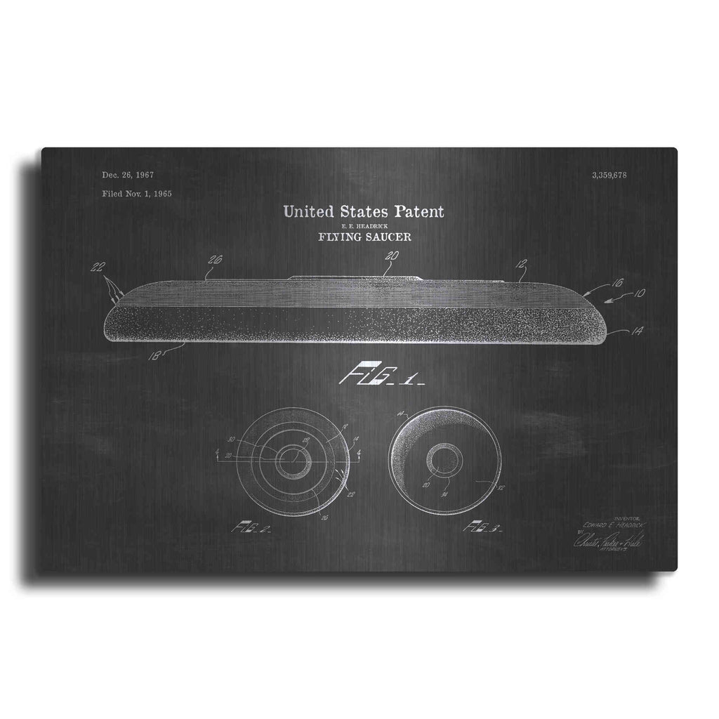 Luxe Metal Art 'Flying Disc Blueprint Patent Chalkboard' Metal Wall Art