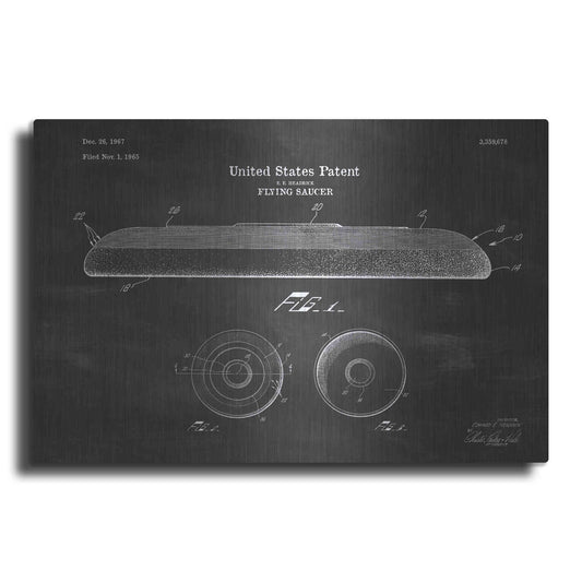 Luxe Metal Art 'Flying Disc Blueprint Patent Chalkboard' Metal Wall Art