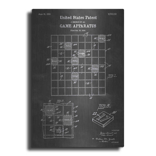 Luxe Metal Art 'Game Apparatus Blueprint Patent Chalkboard' Metal Wall Art