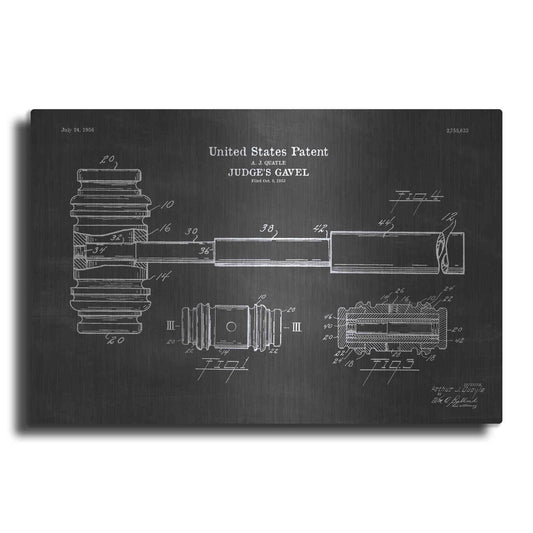 Luxe Metal Art 'Judge's Gavel Blueprint Patent Chalkboard' Metal Wall Art