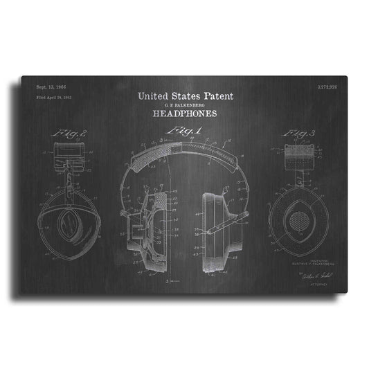 Luxe Metal Art 'Headphones Blueprint Patent Chalkboard' Metal Wall Art