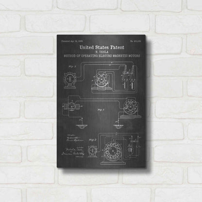 Luxe Metal Art 'Operating Tesla Motor Blueprint Patent Chalkboard' Metal Wall Art,12x16