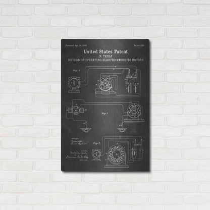 Luxe Metal Art 'Operating Tesla Motor Blueprint Patent Chalkboard' Metal Wall Art,24x36