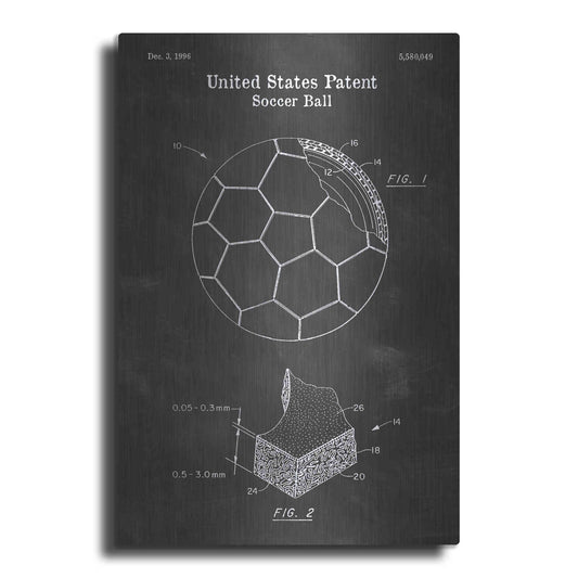 Luxe Metal Art 'Soccer Ball Blueprint Patent Chalkboard' Metal Wall Art
