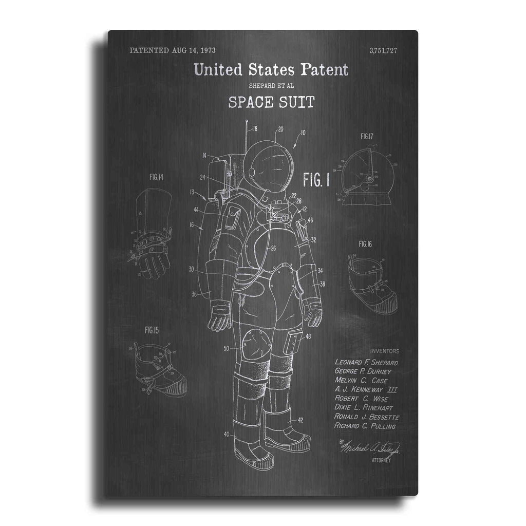 Luxe Metal Art 'Space Suit Blueprint Patent Chalkboard' Metal Wall Art