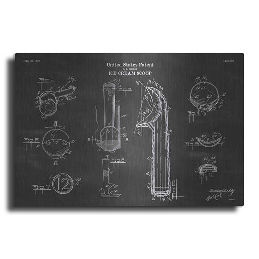 Luxe Metal Art 'Ice Cream Scoop Blueprint Patent Chalkboard' Metal Wall Art