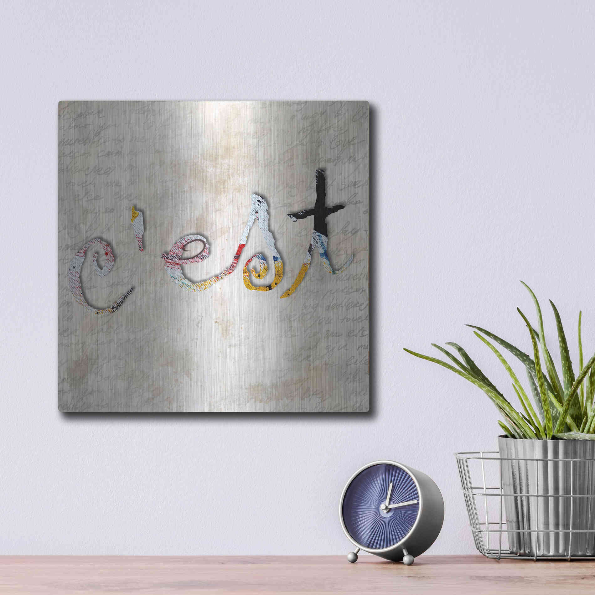Luxe Metal Art 'C'est' by Karen Smith, Metal Wall Art,12x12
