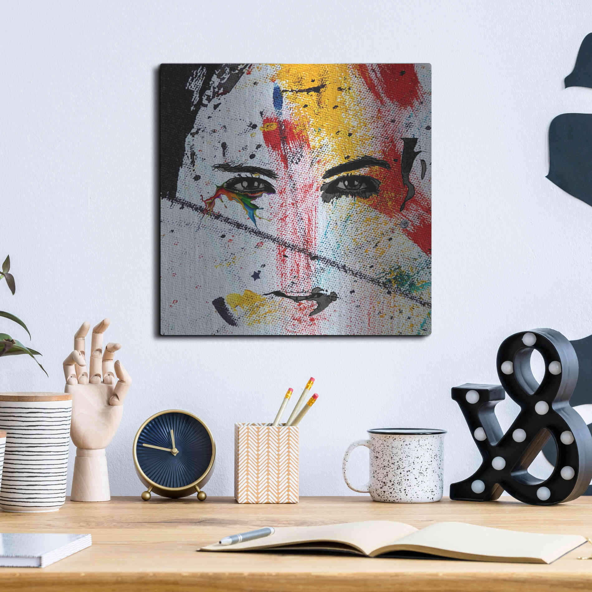 Luxe Metal Art 'Face Paint' by Karen Smith, Metal Wall Art,12x12