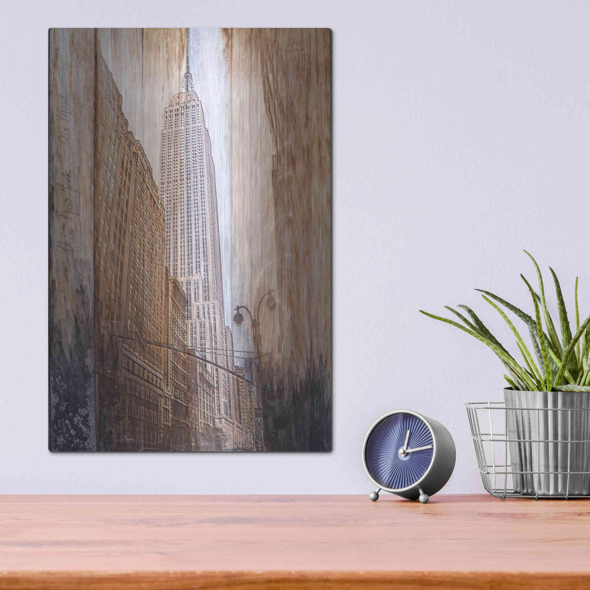 Luxe Metal Art 'Rustic ESB' by Karen Smith, Metal Wall Art,12x16