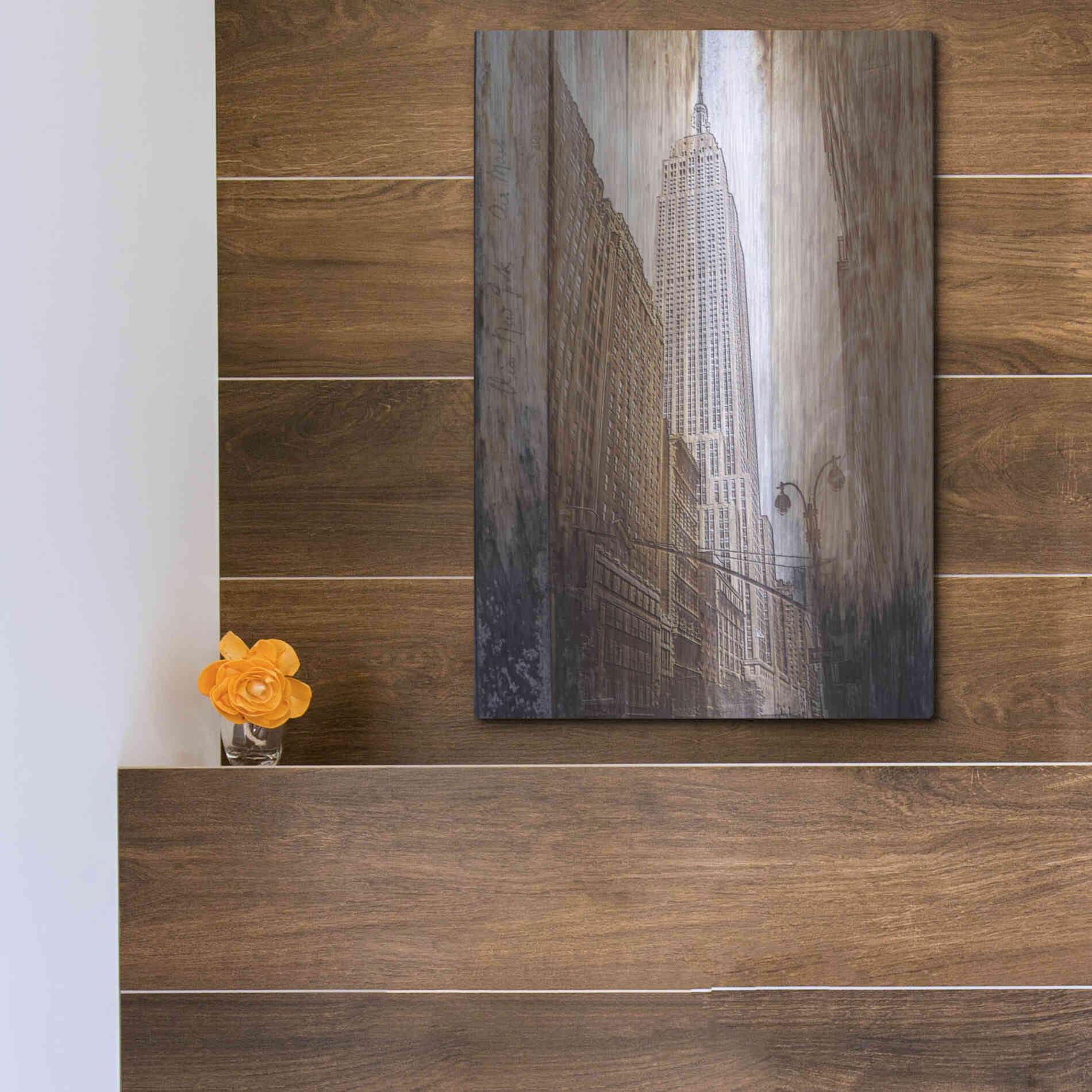 Luxe Metal Art 'Rustic ESB' by Karen Smith, Metal Wall Art,12x16