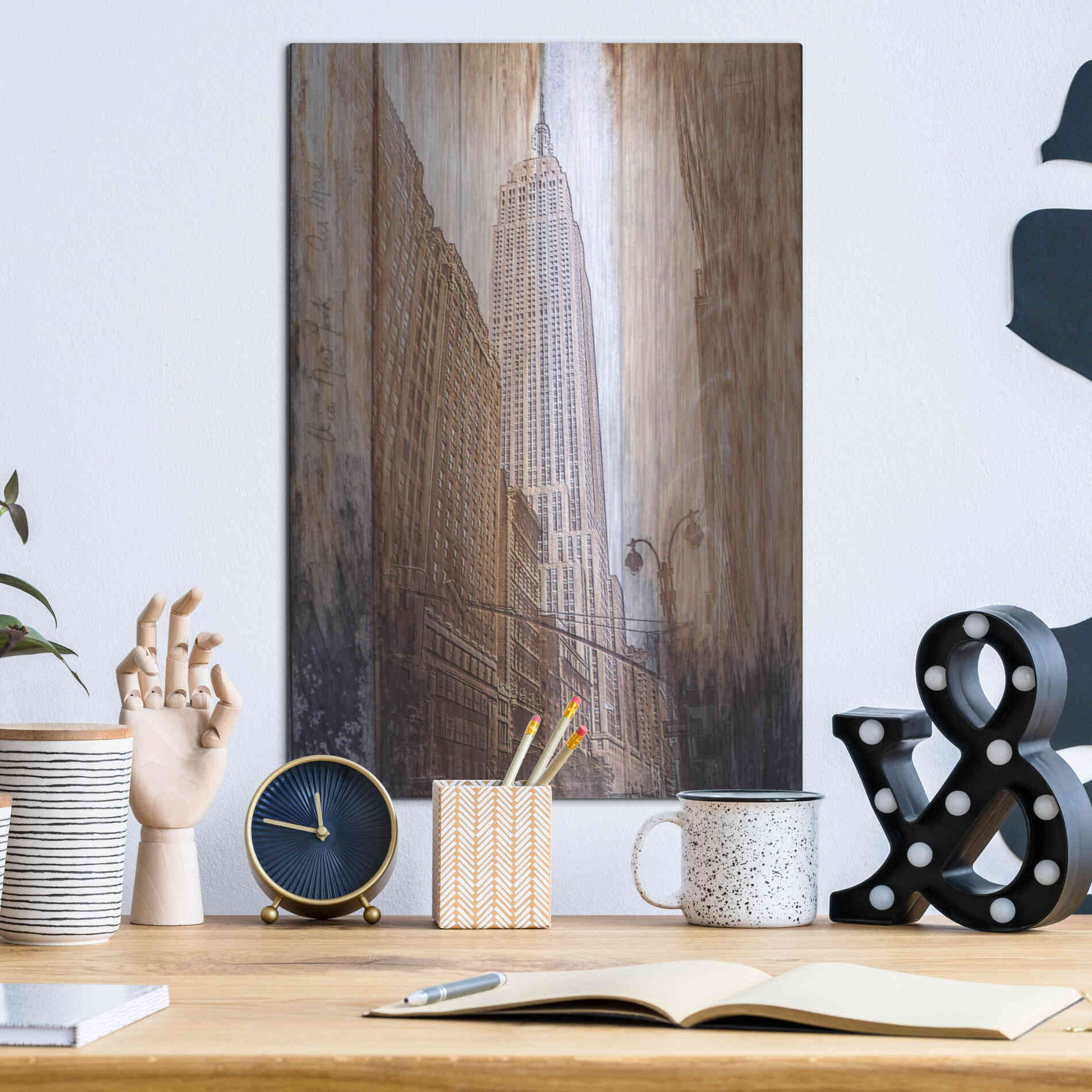 Luxe Metal Art 'Rustic ESB' by Karen Smith, Metal Wall Art,12x16