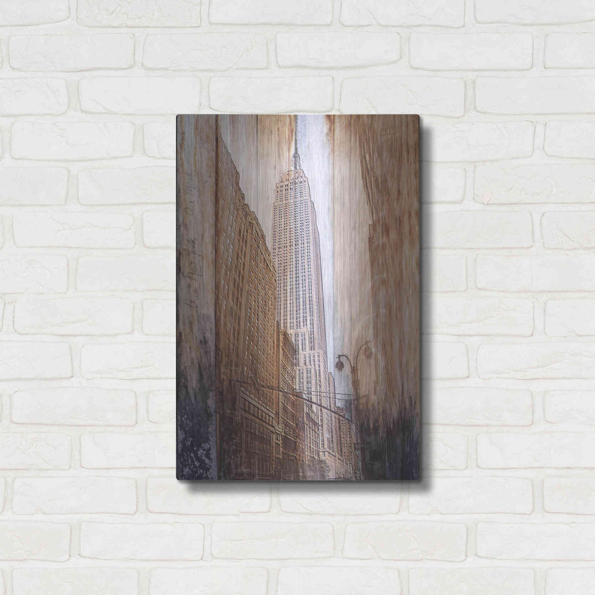 Luxe Metal Art 'Rustic ESB' by Karen Smith, Metal Wall Art,16x24