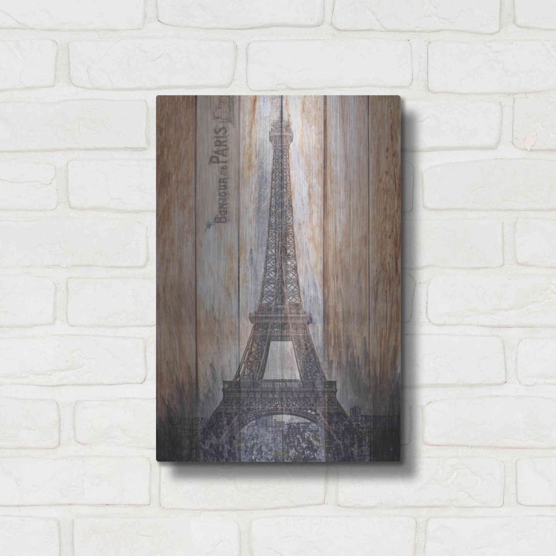 Luxe Metal Art 'Rustic Eiffel Tower' by Karen Smith, Metal Wall Art,12x16