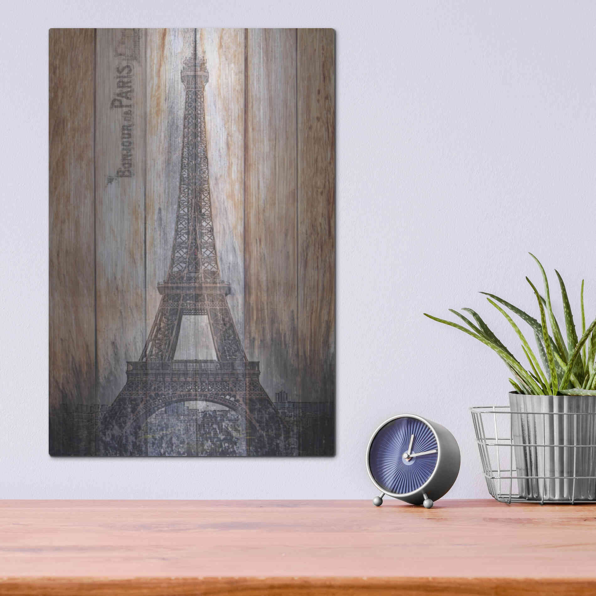 Luxe Metal Art 'Rustic Eiffel Tower' by Karen Smith, Metal Wall Art,12x16