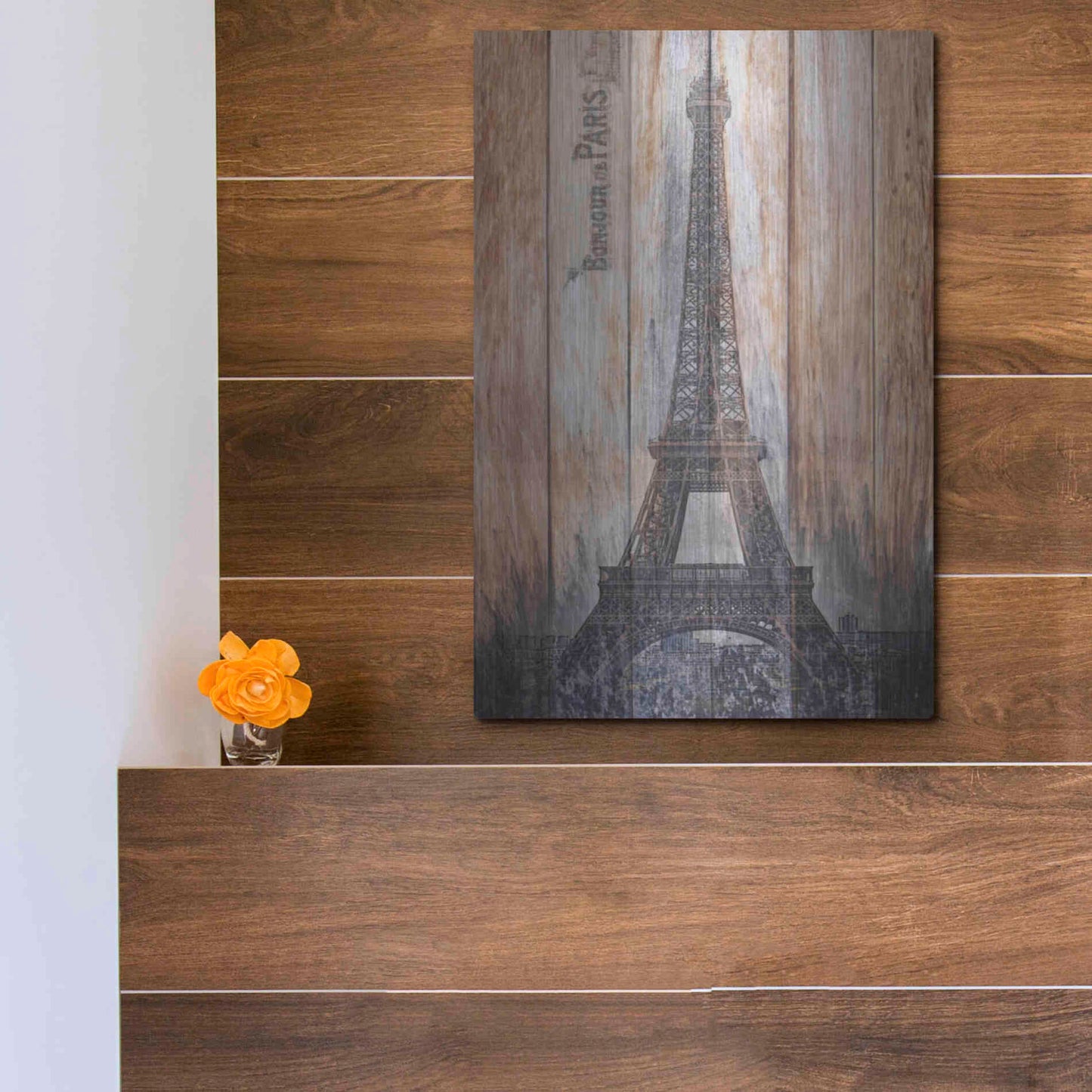 Luxe Metal Art 'Rustic Eiffel Tower' by Karen Smith, Metal Wall Art,12x16