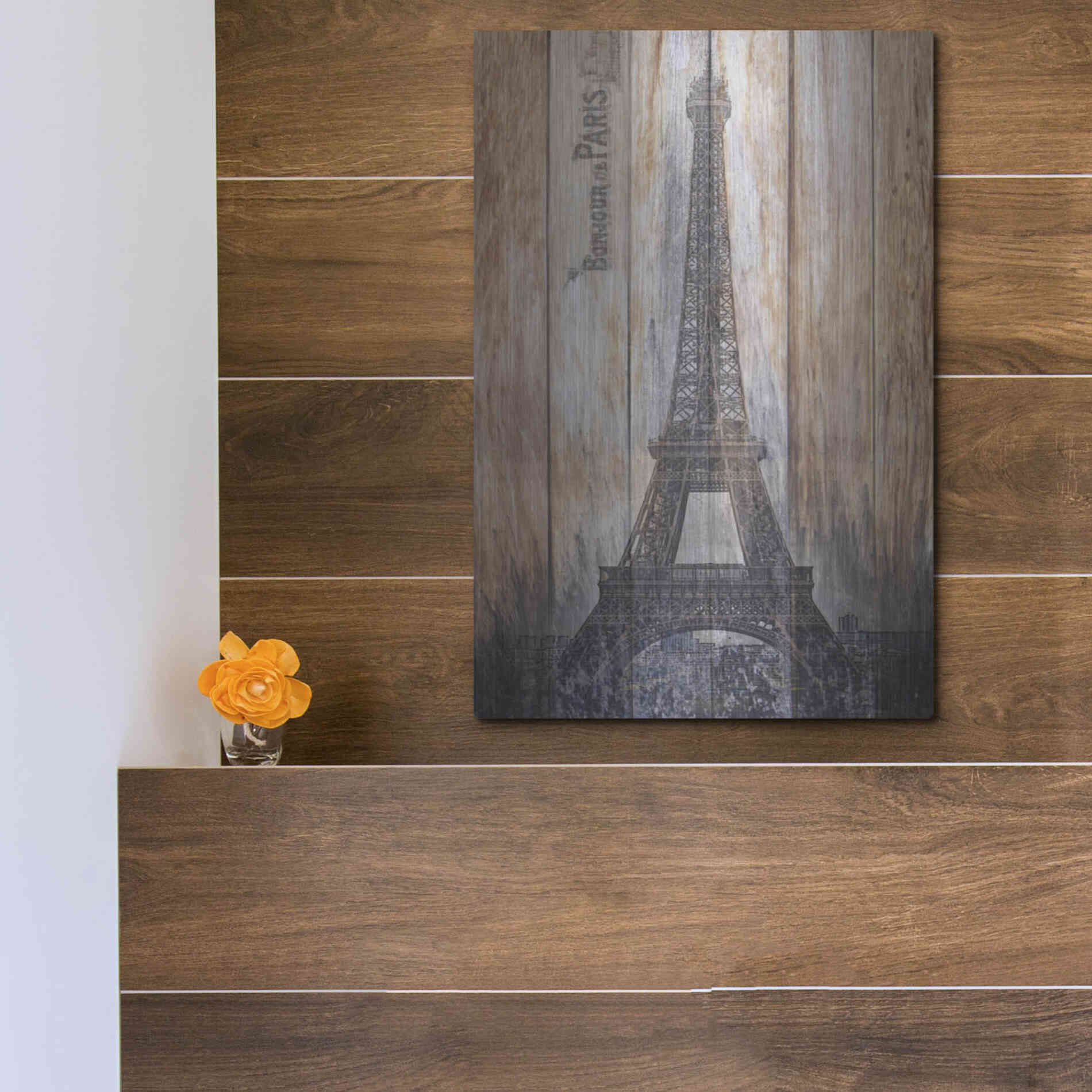 Luxe Metal Art 'Rustic Eiffel Tower' by Karen Smith, Metal Wall Art,12x16