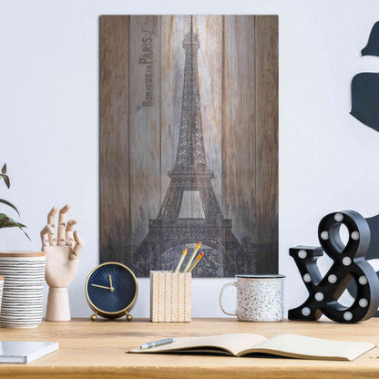 Luxe Metal Art 'Rustic Eiffel Tower' by Karen Smith, Metal Wall Art,12x16