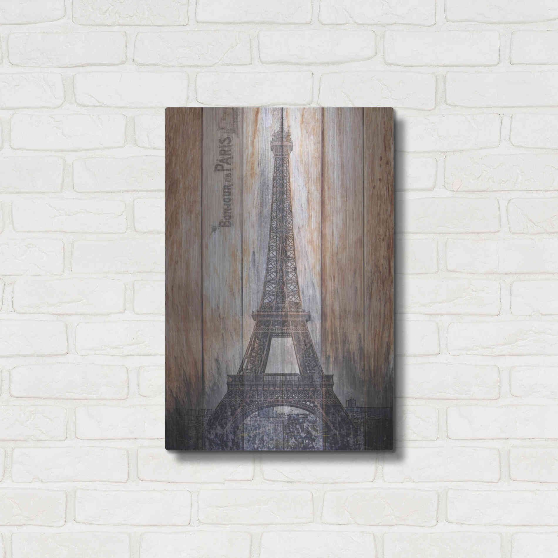 Luxe Metal Art 'Rustic Eiffel Tower' by Karen Smith, Metal Wall Art,16x24