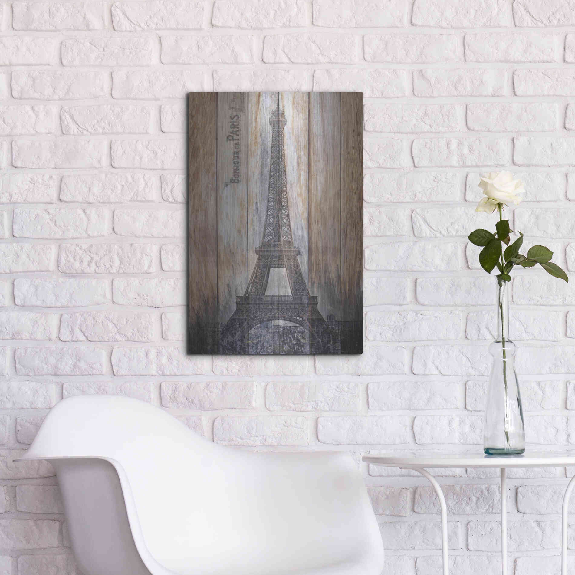 Luxe Metal Art 'Rustic Eiffel Tower' by Karen Smith, Metal Wall Art,16x24