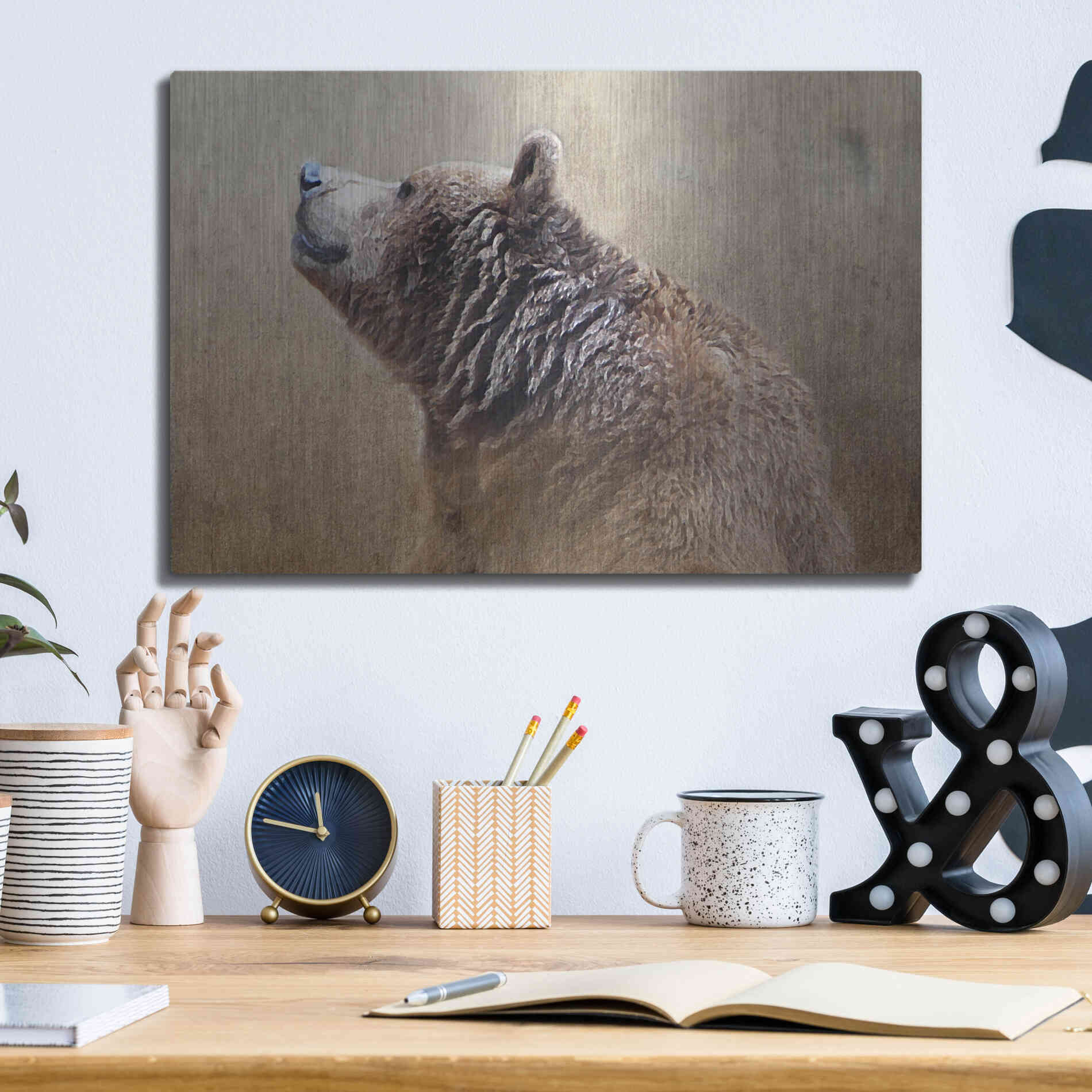 Luxe Metal Art 'Big Bear' by Karen Smith, Metal Wall Art,16x12