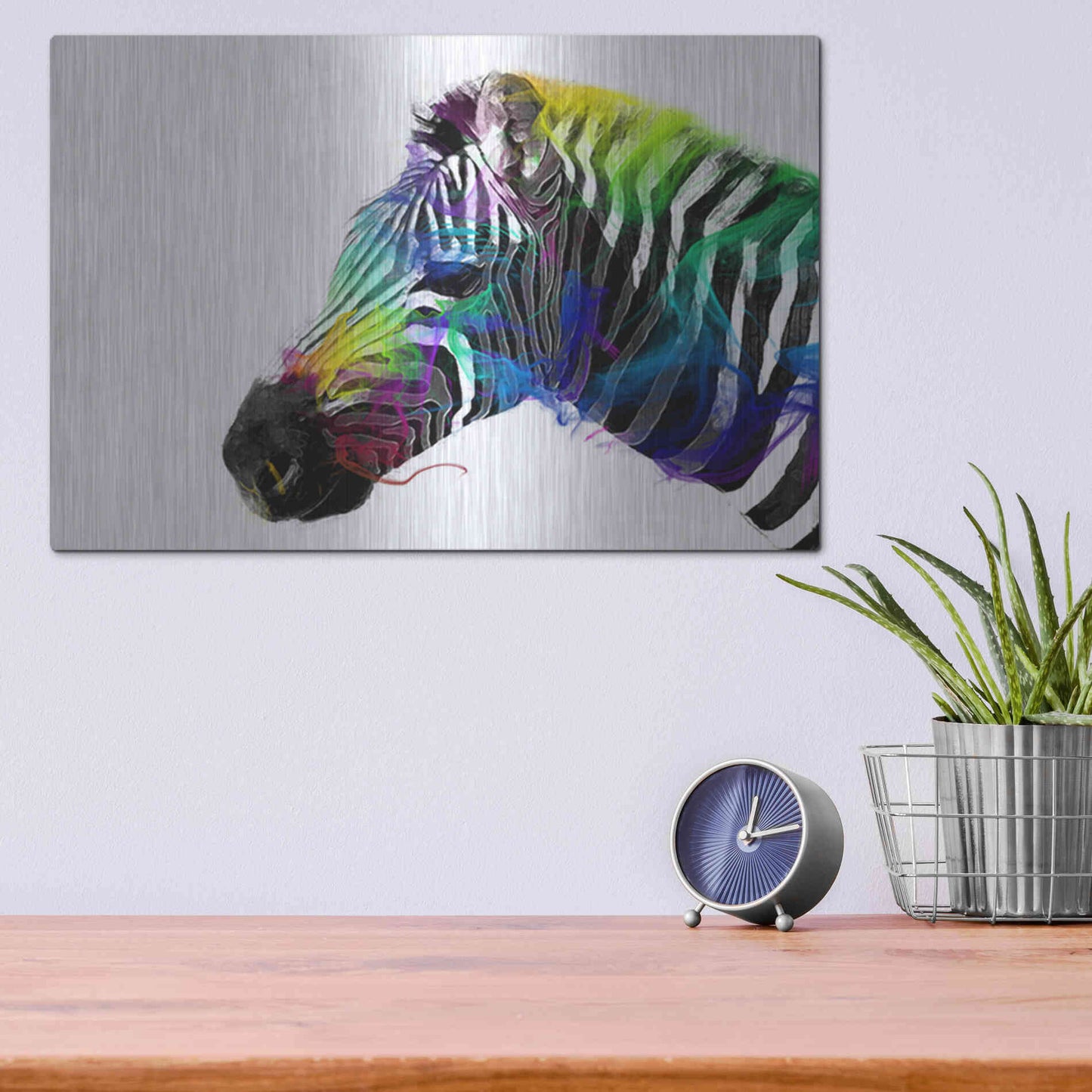Luxe Metal Art 'Zebra' by Karen Smith, Metal Wall Art,16x12