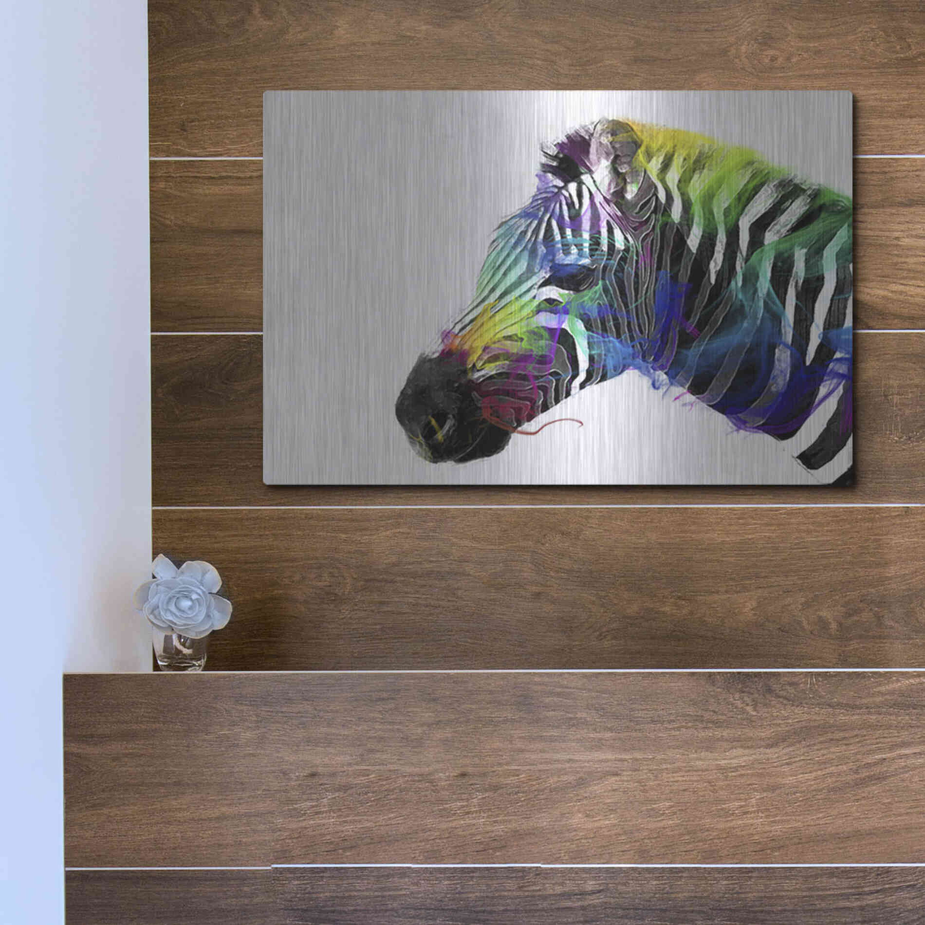 Luxe Metal Art 'Zebra' by Karen Smith, Metal Wall Art,16x12