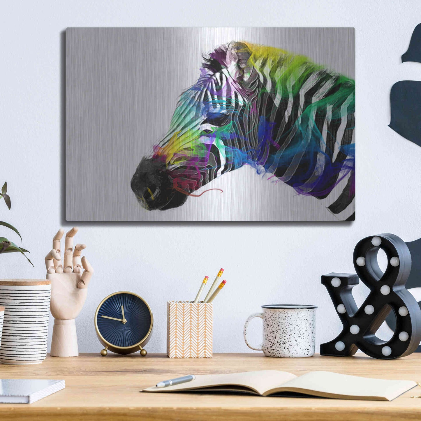 Luxe Metal Art 'Zebra' by Karen Smith, Metal Wall Art,16x12