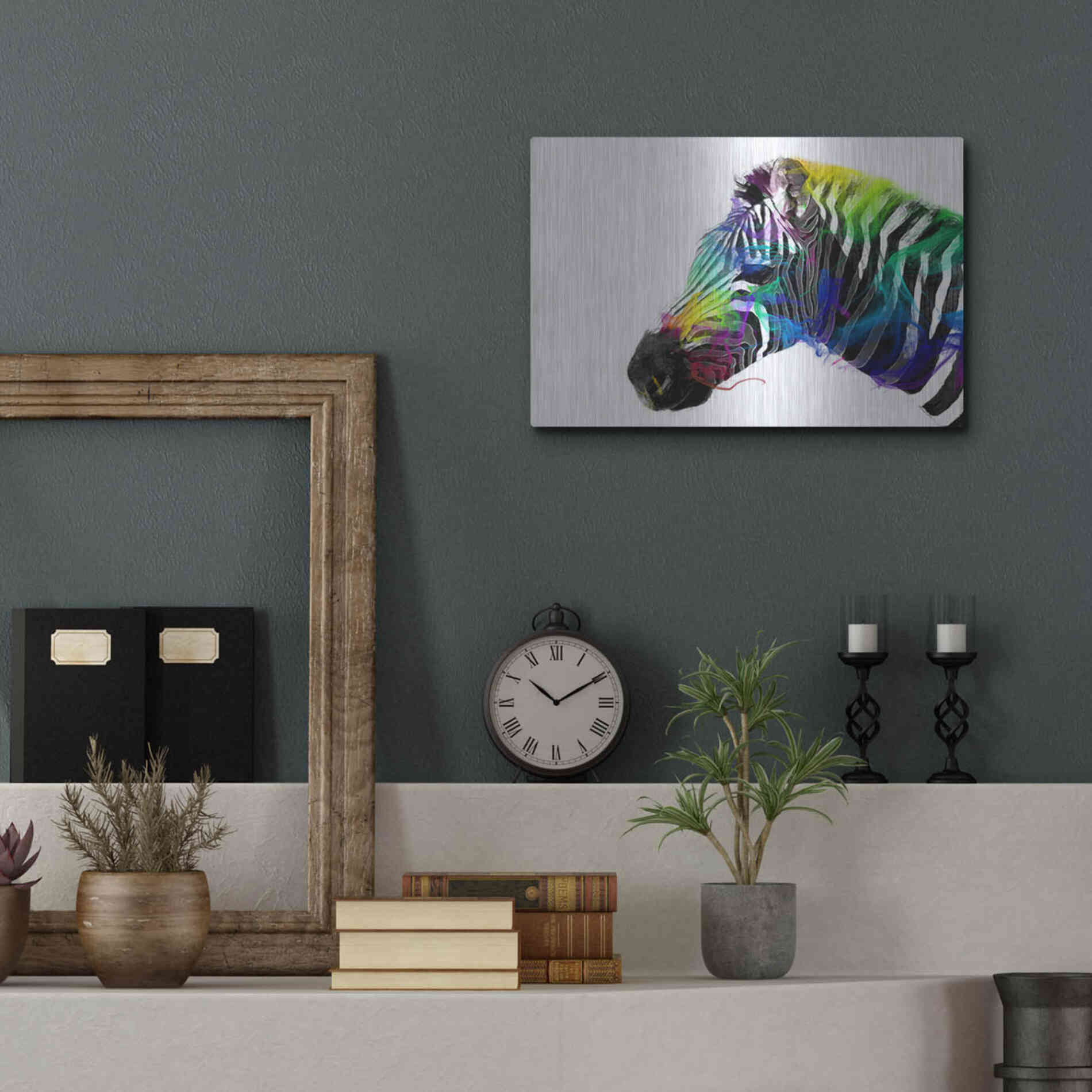 Luxe Metal Art 'Zebra' by Karen Smith, Metal Wall Art,16x12