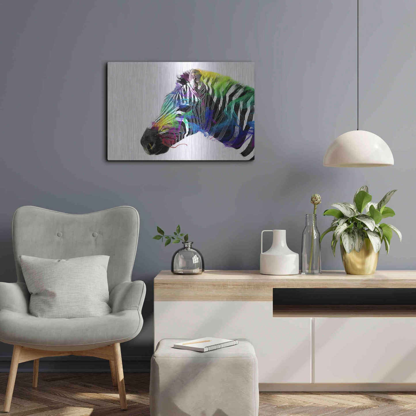 Luxe Metal Art 'Zebra' by Karen Smith, Metal Wall Art,24x16