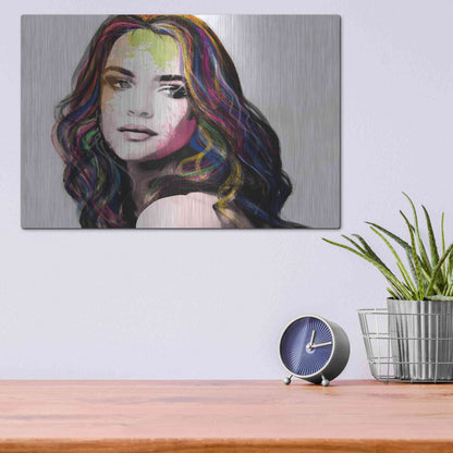 Luxe Metal Art 'Girl in Colour' by Karen Smith, Metal Wall Art,16x12