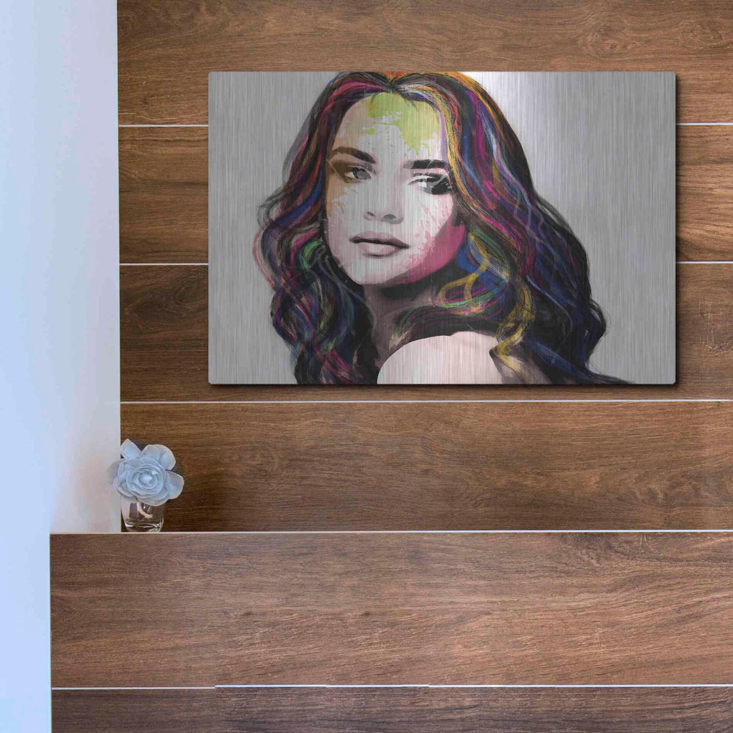 Luxe Metal Art 'Girl in Colour' by Karen Smith, Metal Wall Art,16x12