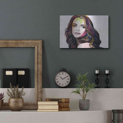 Luxe Metal Art 'Girl in Colour' by Karen Smith, Metal Wall Art,16x12